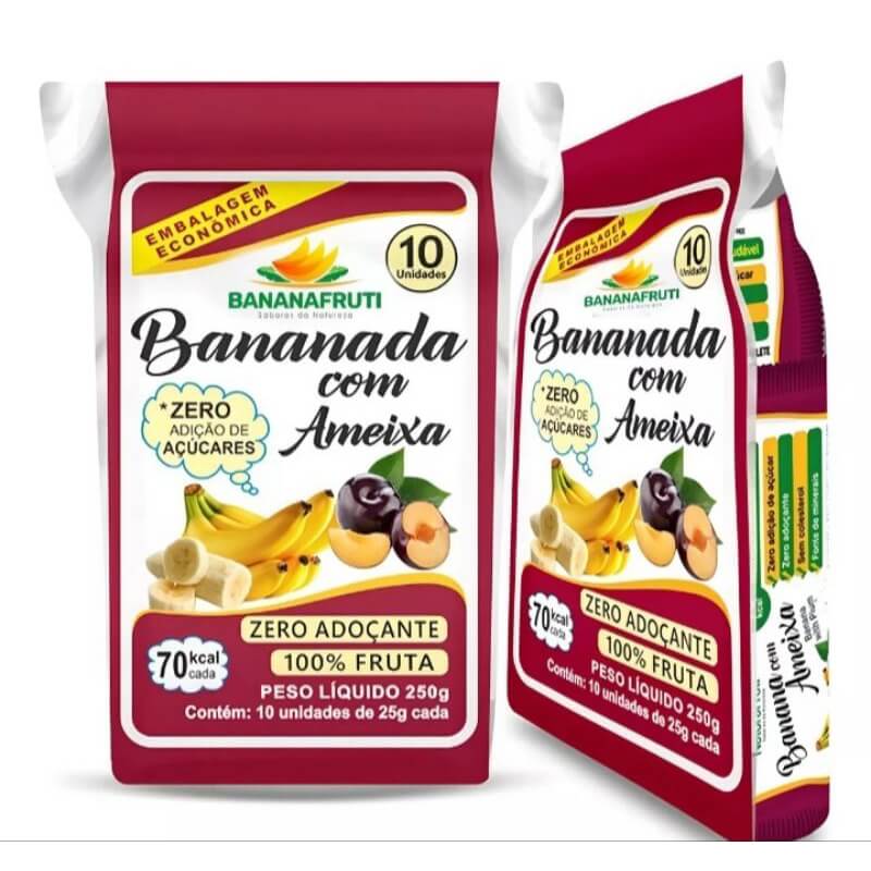 10x Bananada com Ameixa Naturafruti Zero Açúcar Polpa da Fruta
