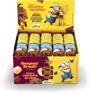 Barra De Frutas Banana Kids Minions Sabor Cob. Choc. Ao Leite C/ 20 Unid. De 22G (440G)