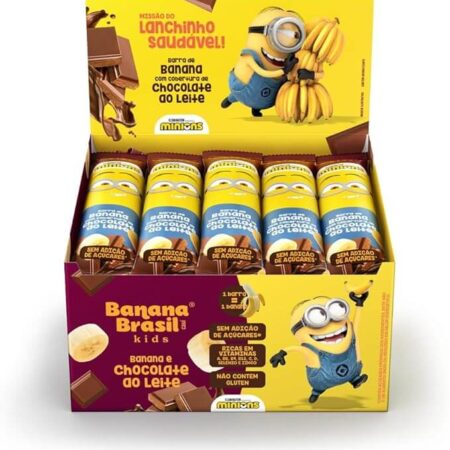 Barra De Frutas Banana Kids Minions Sabor Cob. Choc. Ao Leite C/ 20 Unid. De 22G (440G)