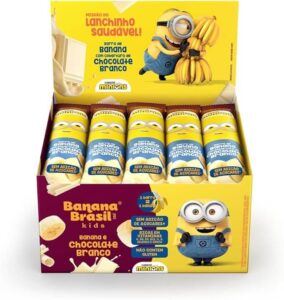 Barra De Frutas Banana Kids Minions Sabor Cob. Choc. Branco C/ 20 Unid. De 22G (440G)