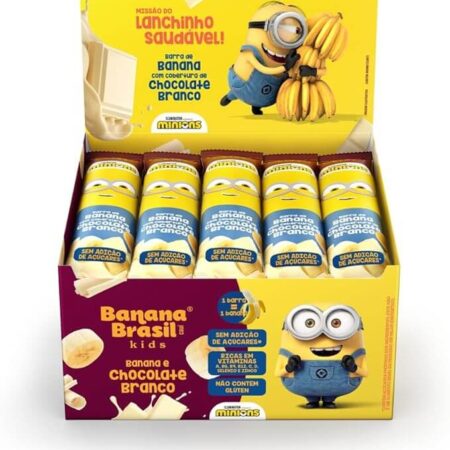 Barra De Frutas Banana Kids Minions Sabor Cob. Choc. Branco C/ 20 Unid. De 22G (440G)