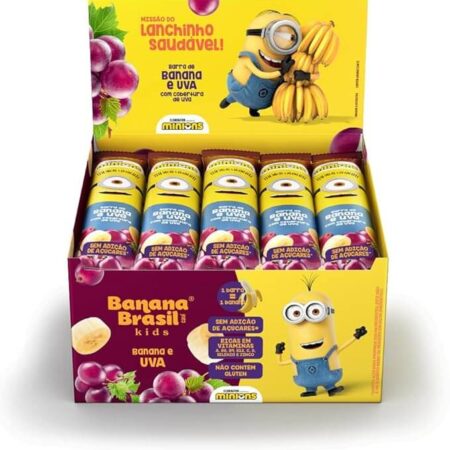 Barra De Frutas Banana Kids Minions Sabor Uva C/ 20 Unid. De 22G (440G)