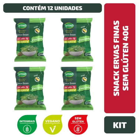 Kit Snack Ervas Finas Sem Glúten Vitao 40G – 12 Unidades