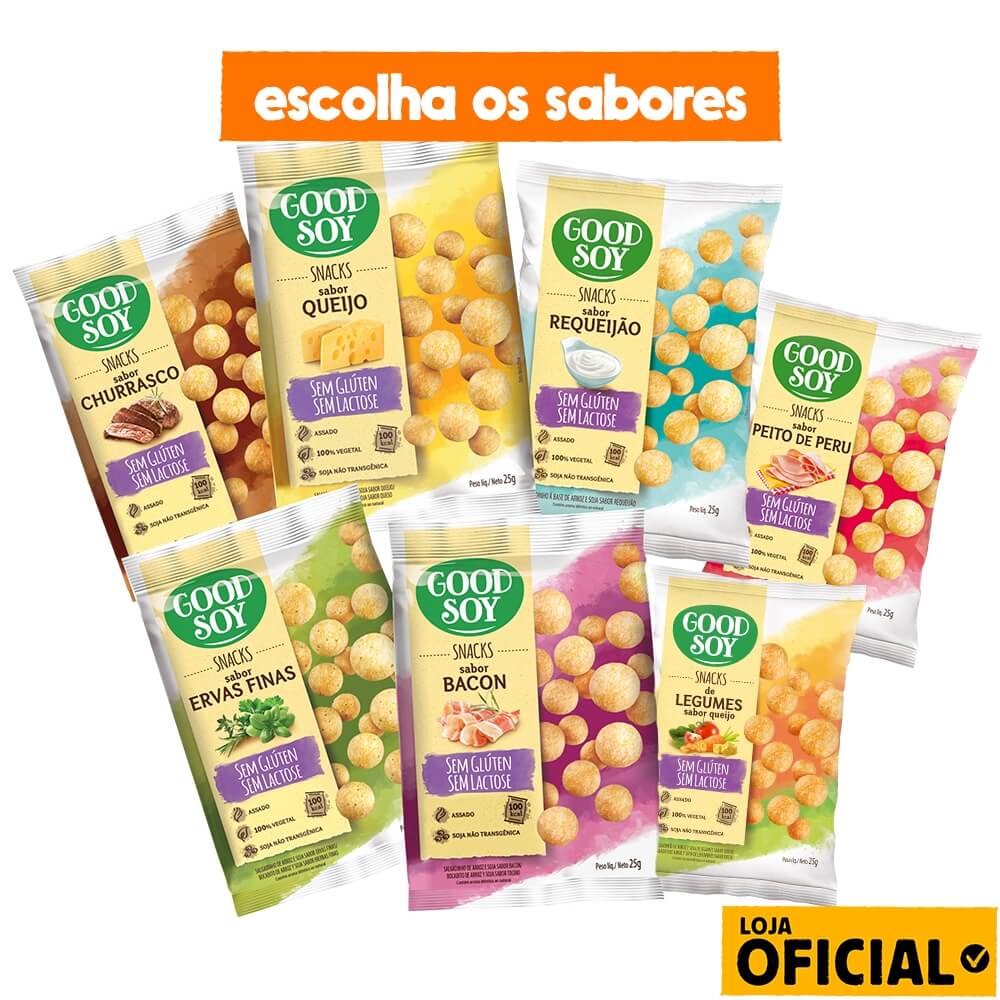 Kit 10 Salgadinhos Goodsoy Sem Glúten e Sem Leite | Escolha seus 2 sabores favoritos