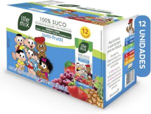 LIFE MIX Turma da Mônica – Suco de Tutti-Frutti em Caixinha – 100% Suco, Sem Adição de Açúcares, Sem Conservantes e Corantes, Ômega 3 DHA, Vitaminas C e D, Cálcio, Fibras – Vegano – Pack 12 x 200ml